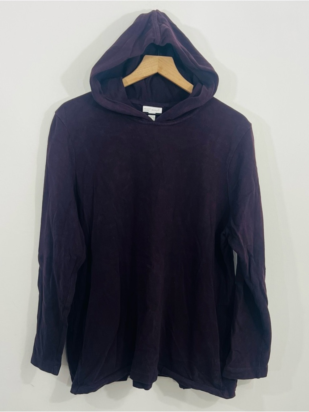 Pure Jill Soft Touch Cotton Plum Pullover Hoodie Sweatshirt 1 Tube Pocket Sz XL
